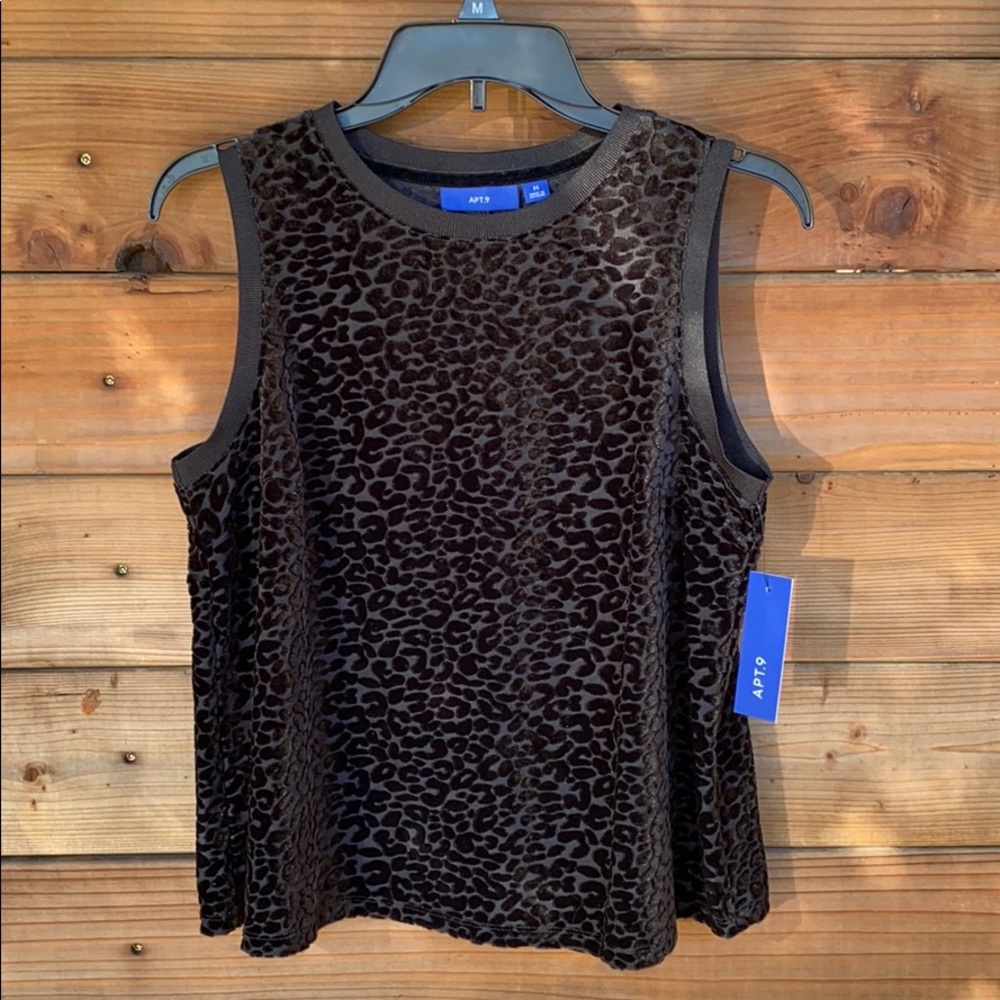 Apt. 9 Black Velvet Leopard-Print Sleeveless Top